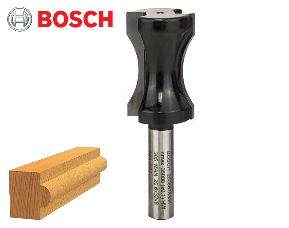 Polooblá stopková fréza na drevo Bosch Standard for Wood / Ø 20,6 x 31,5 mm / r18,3 mm / 8 mm