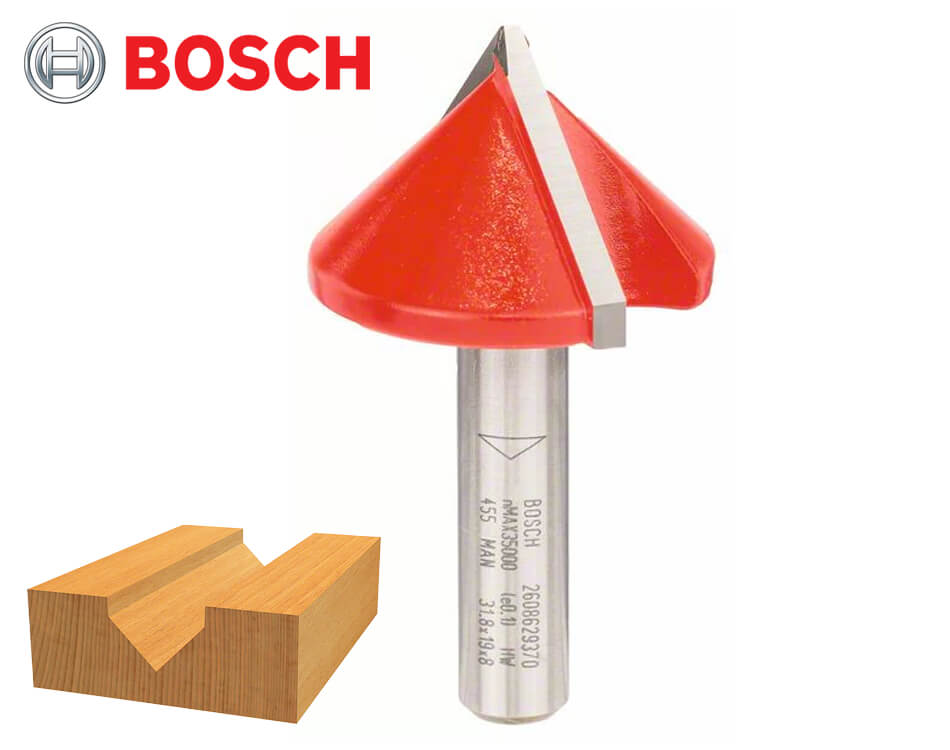 Stopková fréza na drevo na drážku tvaru V Bosch Expert for Wood / Ø  31,8 x 19 mm / 90°  / 8 mm