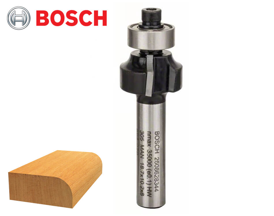 Zaoblovacia stopková fréza na drevo s vodiacim ložiskom Bosch Standard for Wood / Ø 18,7 x 10,2 mm / r3 mm / 8 mm