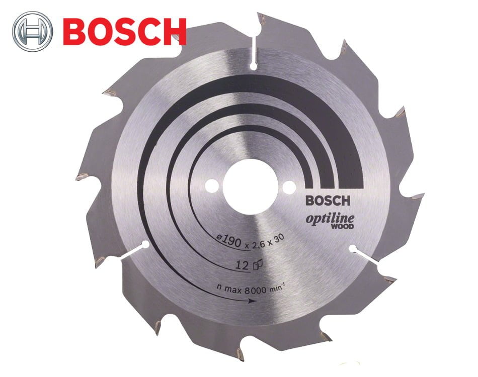 Pílový kotúč na drevo Bosch Optiline Wood / Ø 190 x 2,6 x 30 mm / 12z