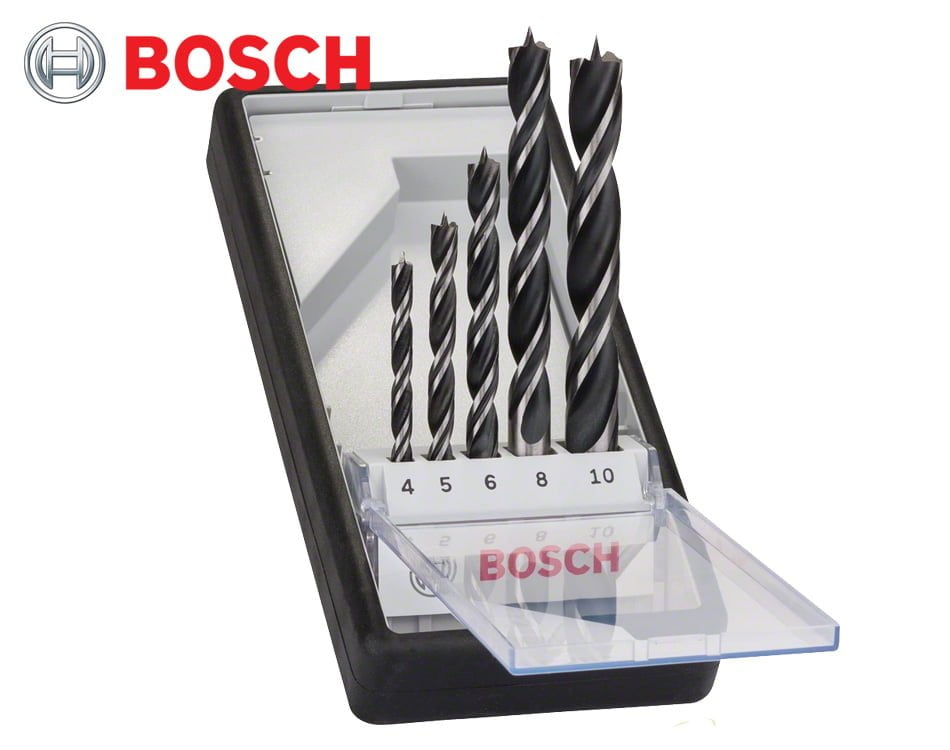 Sada strojných špirálových vrtákov do dreva Bosch Robust Line / 5 dielna