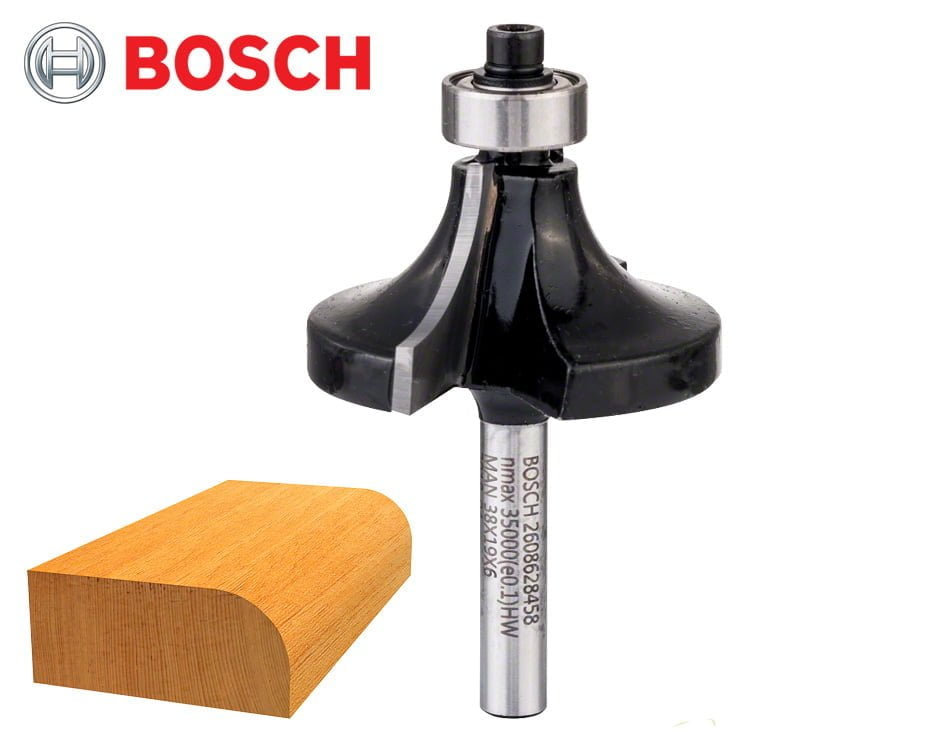 Zaoblovacia stopková fréza na drevo s vodiacim ložiskom Bosch Standard for Wood / Ø 38,1 x 18,6 mm / r12,7 mm / 6 mm
