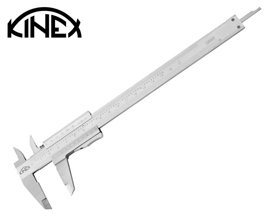Nerezové posuvné meradlo s tlačítkovou aretáciou Kinex 160 mm / 0.02 mm + inch