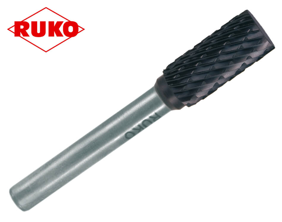 Valcový stopkový pilník na kov z tvrdokovu Ruko TiCN / tvar ZYA / Ø 6 mm
